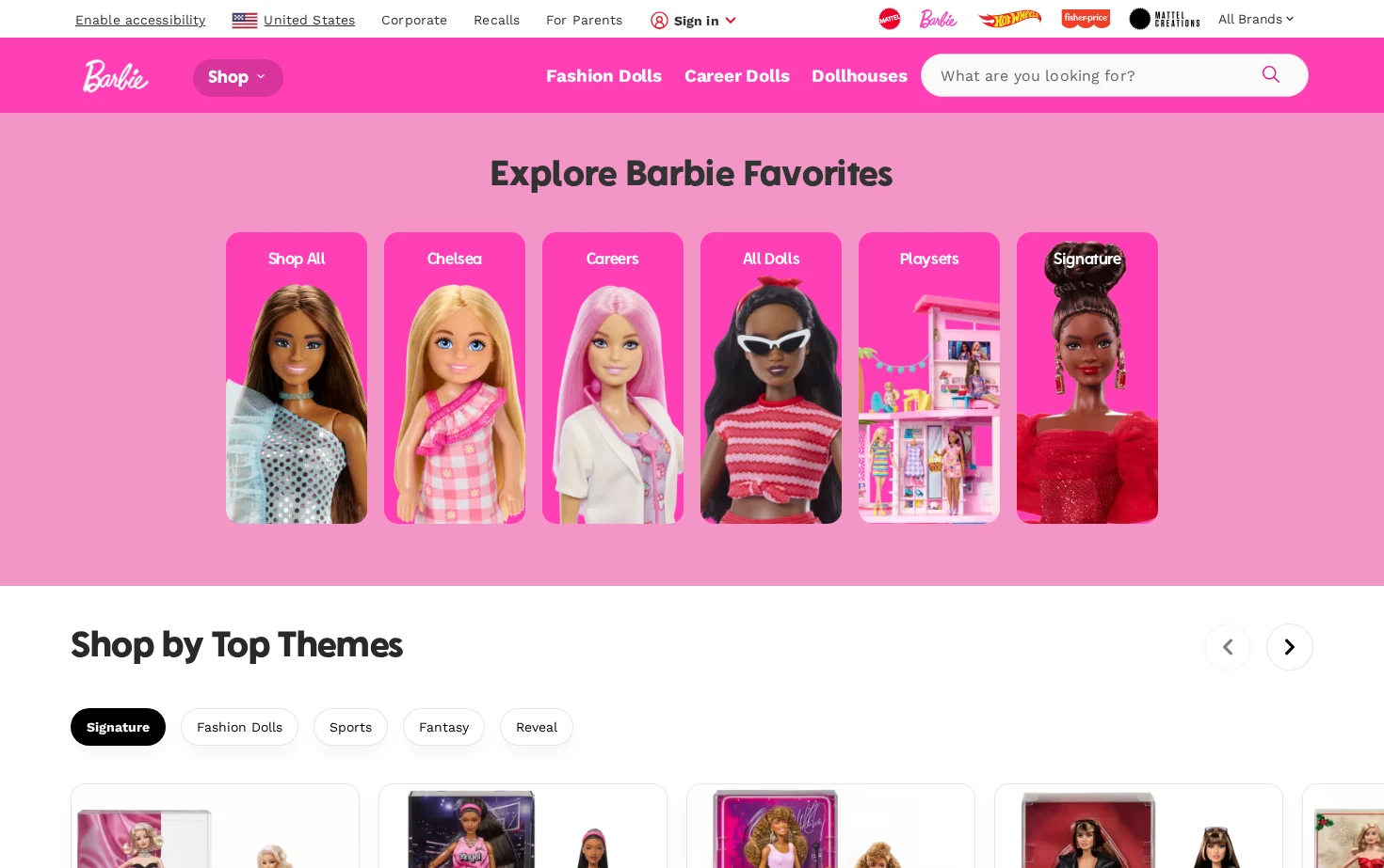 Mattel Shop 页面快照